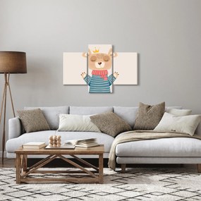 Kép - Bézs mackó koronával (90x60 cm)