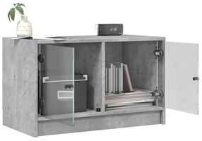 betonszürke TV-szekrény üvegajtókkal 68x37x42 cm