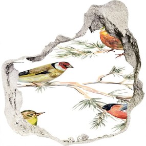 3d lyuk fal dekoráció Erdei madarak növények nd-p-80184720