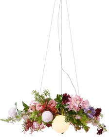 Bohemian mennyezeti lámpa fekete, színes, piros és rózsaszín virágokkal - Flower Power