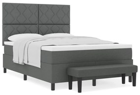 Box Spring Ágy Matraccal és Pad Sötétszürke 140x190 cm Szövet