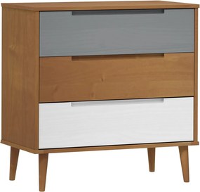 vidaXL MOLDE barna tömör fenyőfa fiókos szekrény 80 x 40 x 80 cm