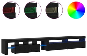 TV szekrények 3 db LED világítással Fekete tölgy Mérnöki fa