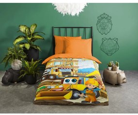 Narancssárga egyszemélyes pamut gyerek ágyneműhuzat 140x200 cm Building – Good Morning