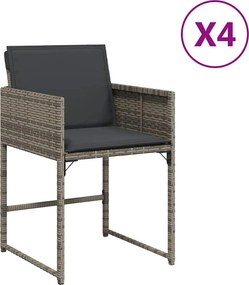 vidaXL 4 db szürke polyrattan kerti szék párnával