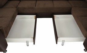 Ülőgarnitúra, textilbőr barna/szövet barna, SANTIAGO U