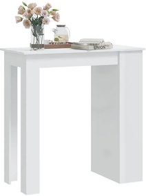 Magasfényű fehér bárasztal tárolópolccal 102 x 50 x 103,5 cm