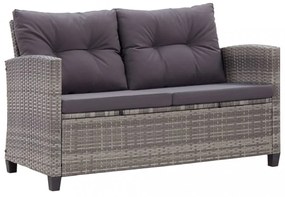 3 részes polyrattan kerti étkezőgarnitúra szürke párnákkal