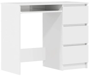 vidaXL fehér magasfényű szerelt fa íróasztal 90 x 45 x 76 cm