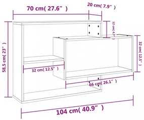 betonszürke szerelt fa fali polc 104 x 20 x 58,5 cm