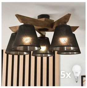 Brilagi - LED mennyezeti lámpa ANTHONY 5xE14/40W/230V dió/fekete