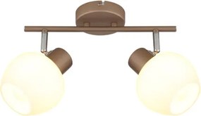 Globo 54662-2 Fali lámpa, fém matt kávébarna, krómozott fém, fehér üveg, forgatható/dönthető, HxSzxM: 300x125x175mm, 2x E27 40W 230V izzók nélkül