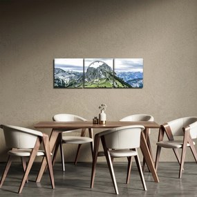 Kép - hegycsúcsok (órával) (90x30 cm)