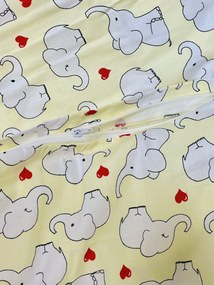 Gyermek pamut lepedők Elefánt sárga TiaHome - 1x Párna 90x70cm, 1x Paplan 140x200cm