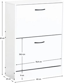 BOTNIX cipőtartó, 2 polc, fehér
