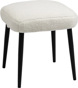 HOMCOM Lábpihenő Ülés Puff Térbeli Smink Puff Lábpihenő Cashmere Hatással, Acél Lábakkal, Nappaliba, Hálószobába, Krémfehér, 42 x 42 x 47 cm | Aosom