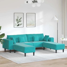 Bársony Kanapé párnával 3 pcs Türkiz 208 cm Bársony
