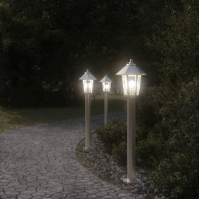 3 db ezüstszínű rozsdamentes acél kültéri állólámpa 80 cm