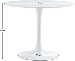Étkezőasztal, kerek, fehér, matt, átmérő 110 cm, REVENTON NEW