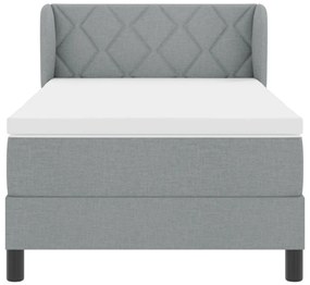 Boxspring Ágy Matraccal - Világosszürke, 100x200 cm, Textil