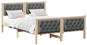 Ágykeret fejtámlával Sötétszürke 150 x 200 cm Tömör fenyőfa