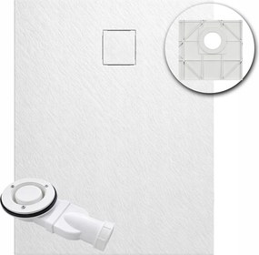 Aquauno Téglalap Alakú Zuhanytálca Smc 100 x 90cm Fehér Kő Szerkezet Szifon