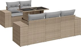 vidaXL 6 részes bézs polyrattan kerti ülőgarnitúra párnával