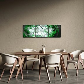 Zöld absztrakt kép (órával) (90x30 cm)