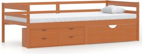 vidaXL mézbarna fenyőfa ágykeret fiókokkal és szekrénnyel 90 x 200 cm