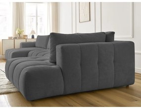 Sötétszürke kinyitható-tárolóhelyes sarokkanapé (jobb oldali-U alakú) Fuji – Bobochic Paris