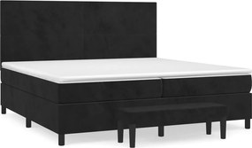 vidaXL fekete bársony rugós ágy matraccal 200x200 cm