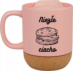 Rózsaszín Bögre Fedéllel És Parafa Aljjal Ajándéknak Is Kiváló