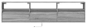 szürke sonoma színű fali TV-szekrény LED-del 180 x 31 x 45 cm