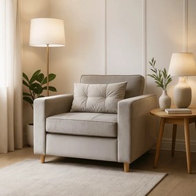 Ágyazható Fotel Szürke Bársony Kárpittal. SOLOR