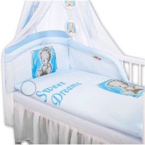 babaágy rácsvédő ágyneművel sweet dreams, maci - kék 120x90 120x90
