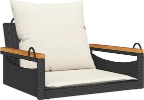 vidaXL fekete polyrattan hintapad párnákkal 63 x 62 x 40 cm