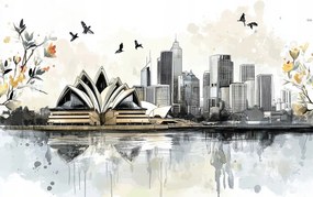 Vászonkép Canvas Város Panoráma Sydney Opera House Vázlat 60x40
