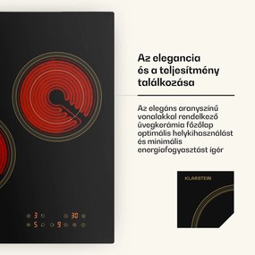 Klarstein Victoria üvegkerámia főzőlap, 3 zóna, Elegáns, időtálló, 5000 W, 45 cm