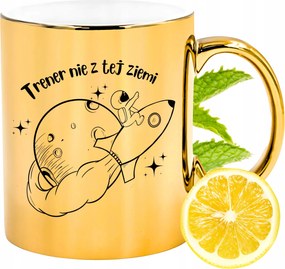 Prémium Arany Csillogó Bögre Edzőnek Ajándék Nyomtatott Fotóval