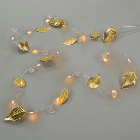 NEXOS Világító gyöngy arany levelek 20 LED meleg fehér 2 db