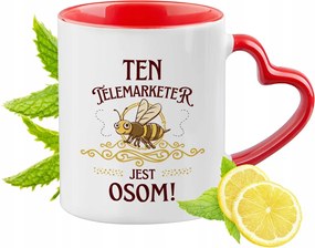 Telemarketinges bögre Piros, szív alakú füllel Ajándék