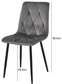 Rózsaszín bársony étkezőszék LIBRA fekete lábakkal