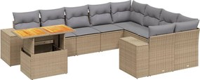 vidaXL 10 részes bézs polyrattan kerti ülőgarnitúra párnával