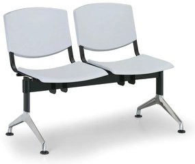 Design műanyag pad, 2 üléses, szürke