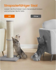 Feandrea XL macskakaparó fa, 85 cm magas, Ø 17 cm, galambszürke