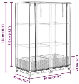 rattan megjelenésű magaságyás melegháztakaróval 80x40x123 cm