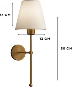 Fali lámpa szövet búrával, réz-bézs