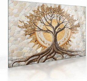 Üveg kép – Arany életfa mozaikban (70x50 cm)