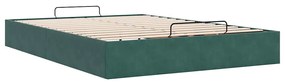 Ottomán ágykeret matrac nélkül Sötétzöld 140x190 cm bársony