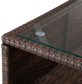 Casaria® Kerti rattan szett Rouen - barna/krém párnák